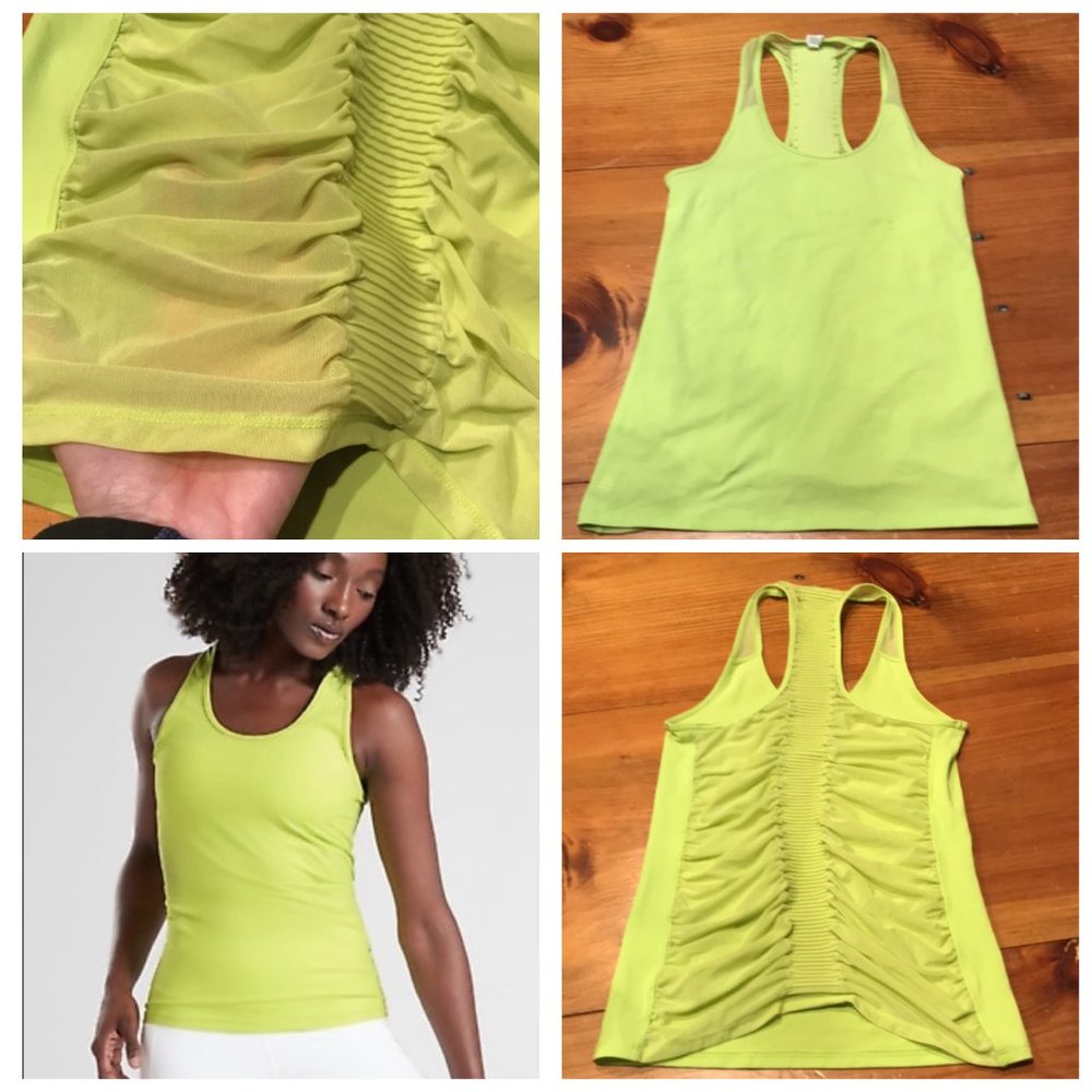 ATHLETA S Lemon Mesh Ruched Bakasana Tank Top